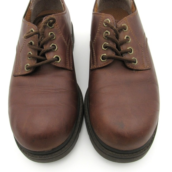 VTG Bugle Boy Brown Leather Lace Up Oxford Chunky Lug Sole Y2K main image 10
